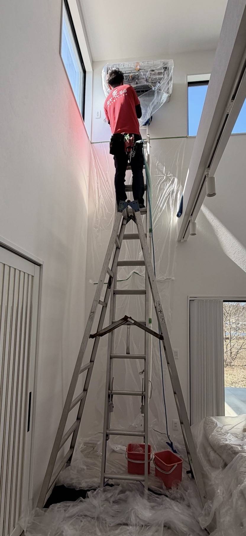 茨城県水戸市のお掃除機能付きエアコンの作業前1