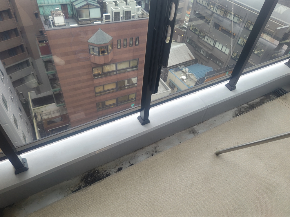 東京都新宿区市谷本村町のベランダ・バルコニークリーニングの作業前1